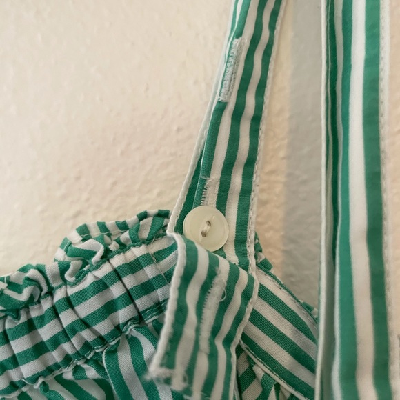 Green/White Stripes Button-front Ruffle Tank Cami - Picture 6 of 8